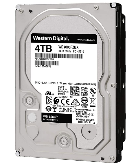 Western Digital 4TB WD Black Performance Internal Hard Drive - 7200 RPM Class, SATA 6 Gb/s, 256 MB Cache, 3.5" - WD4005FZBX